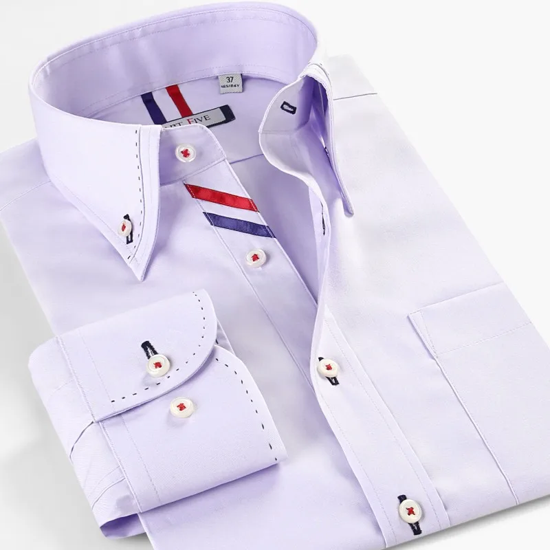 Новинка, летние белые рубашки из хлопка, Мужская импортная одежда, Camisa Social Masculina, мужская рубашка с длинным рукавом, приталенная, A0245