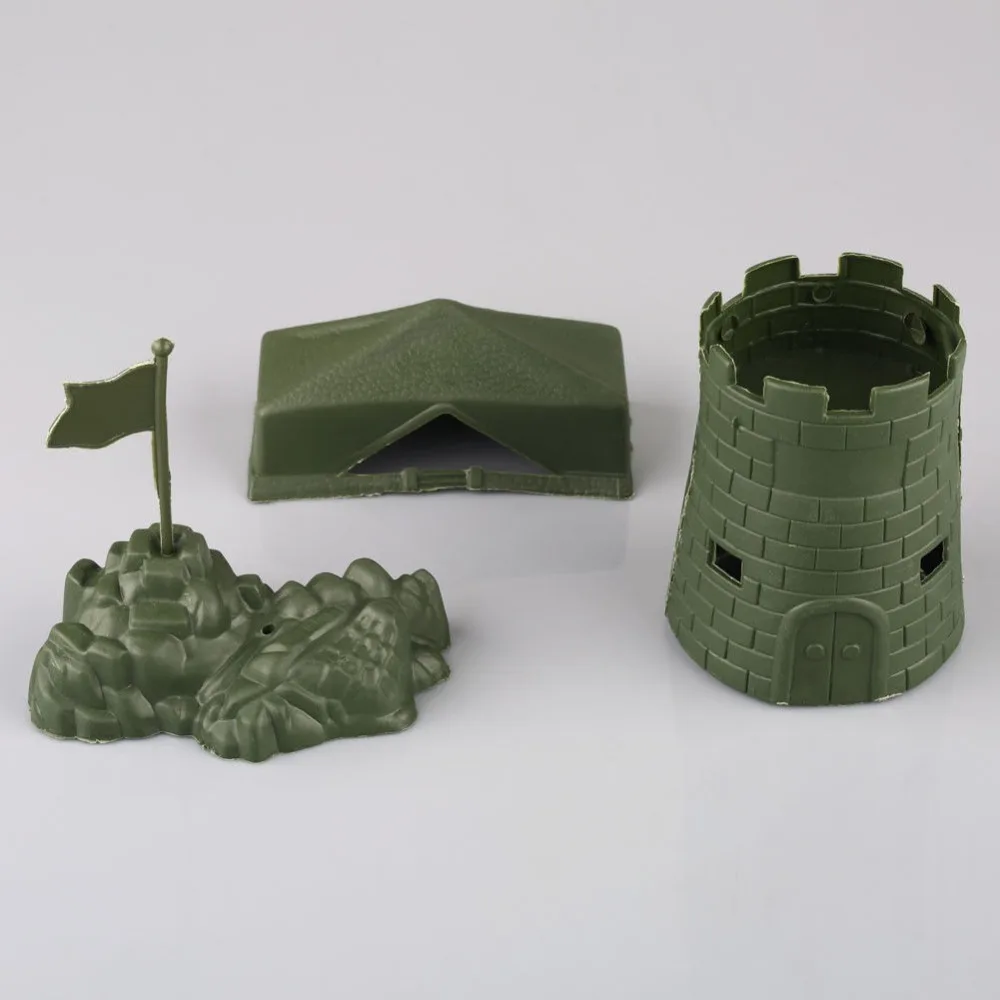 7 pcs Military Tent Sandbag U-shaped Bunker Roadblock Road Sign Banner Soldier Army Men Accessories Toy Playset | Дом и сад