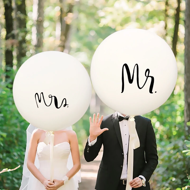 10 шт. 36 дюймов круглый белый Принт Mr & Mrs Свадебные украшения латексные воздушные
