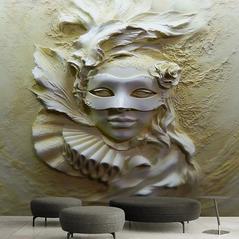 3D Настенные обои на заказ Современная тисненая маска красивая фотография