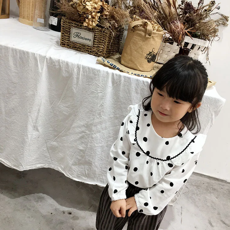 Белая школьная блузка принцессы для девочек осень 2018 милая детская рубашка в