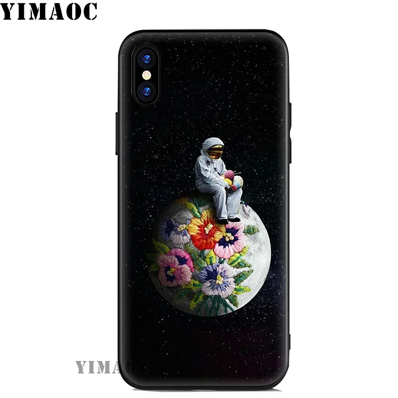 YIMAOC Space Astronauta Soft Silicone Case for iPhone 11 Pro Xr Xs Max X or 10 8 7 6 6S Plus 5 5S SE |