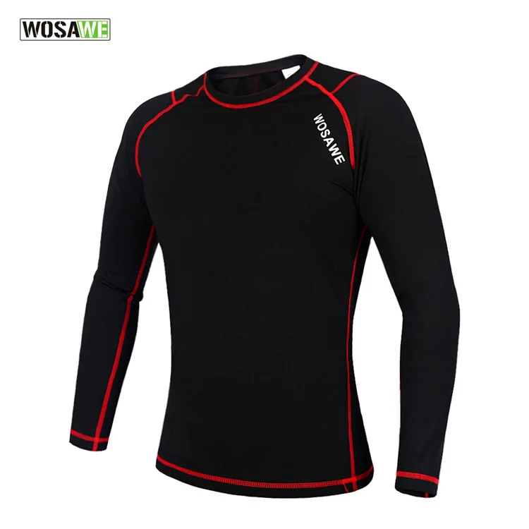 Мужской компрессионный Топ WOSAWE облегающий топ из флиса с длинным рукавом|skin