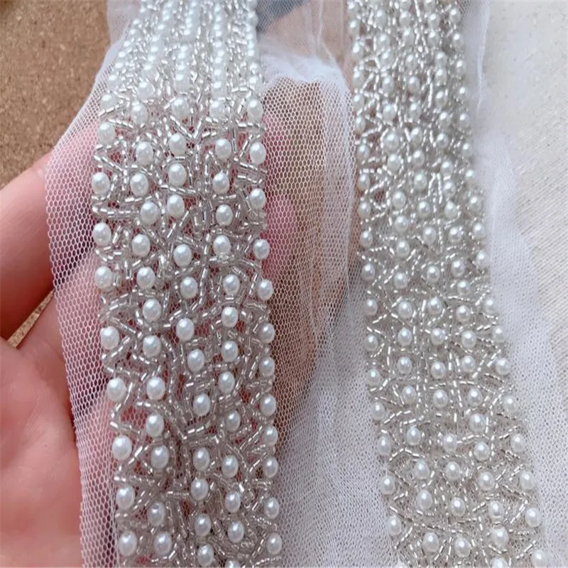 

Серебряный цвет слоновой кости широкий наряд с жемчужной отделкой бисером аппликация бисер кружевной отделкой для свадьбы свадебный пояс ...
