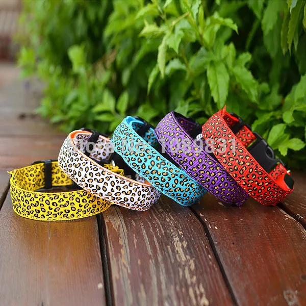 Ошейник для собак Леопардовый нейлоновый безопасный ошейник с диодной