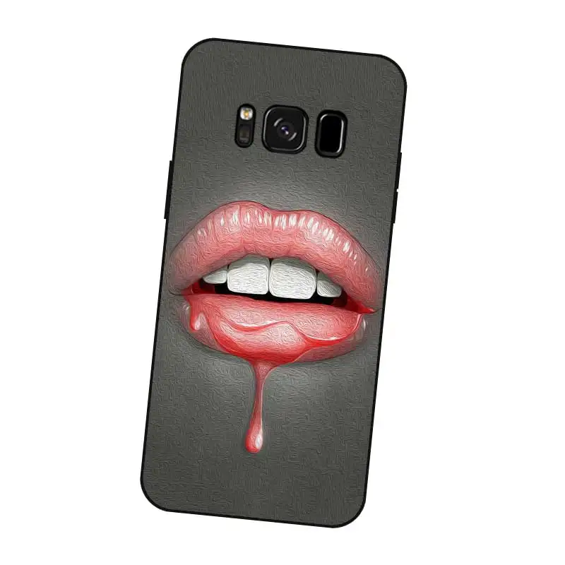 N382 Sexy Lips Black Silicone Case Cover For Samsung Galaxy S5 S6 S7 S8 S9 S10 5G S10E S11 S11E Lite Edge Plus |