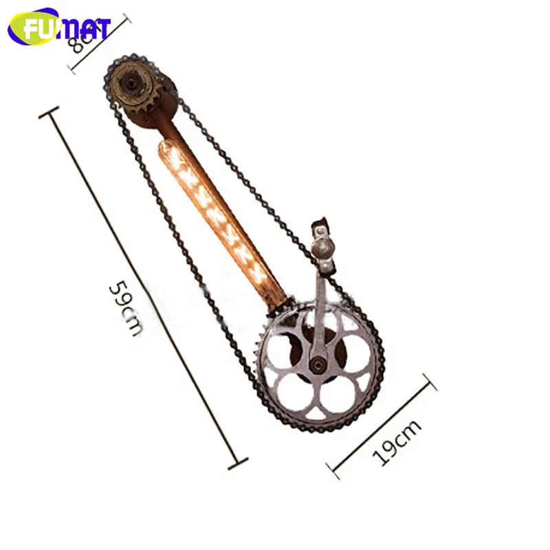 Фумат колеса велосипеда настенные лампы чердак промышленные железные цепи