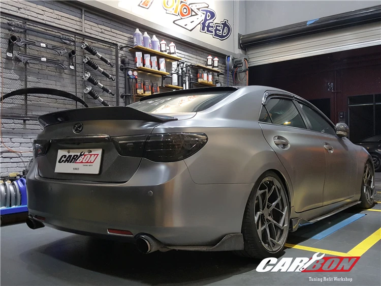 Для Toyota Mark X REIZ спойлер 2010 11 12 13 14 15 16 17 лет Глянцевая углеродное волокно заднее крыло K стиль аксессуары