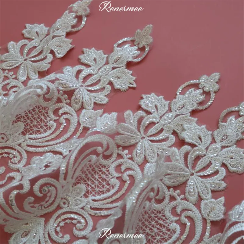 Нежная кружевная аппликация хорошего качества с тяжелыми блестками для шитья