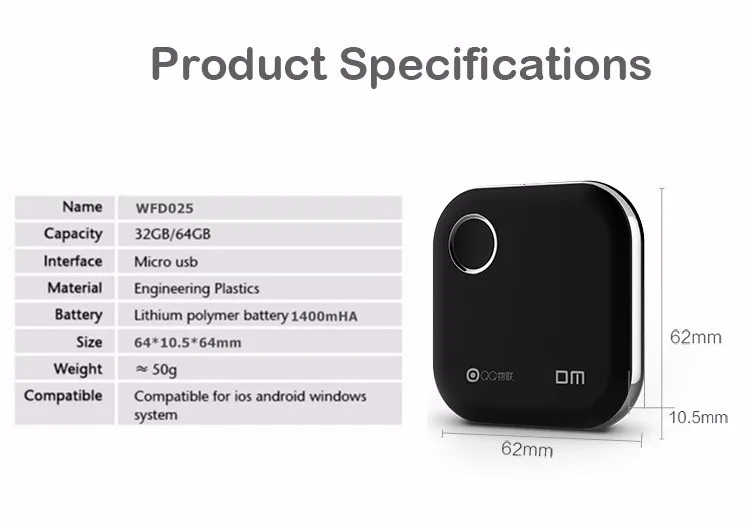 DM Wifi USB флеш-накопители WFD025 32 Гб 64 Гб 128 Гб Wi-Fi для iPhone/Android/PC смарт-флешка карта памяти Usb
