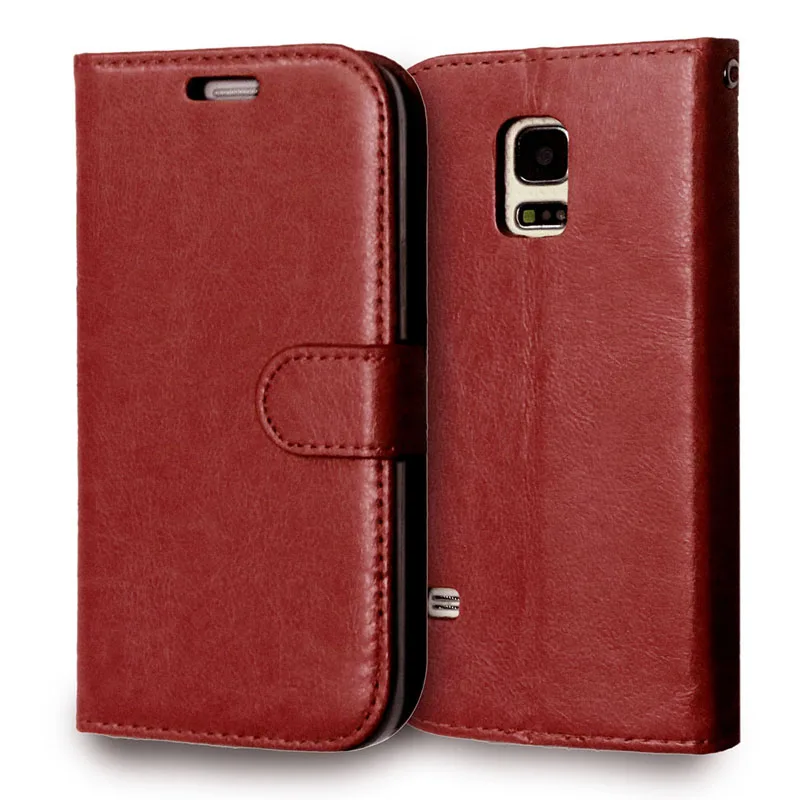 S5Mini чехол для телефона s, чехол для samsung Galaxy S5 Mini, флип-чехол, кожаный кошелек, сумка с отделением для карт, подставка, чехол, Fundas - Цвет: Brown