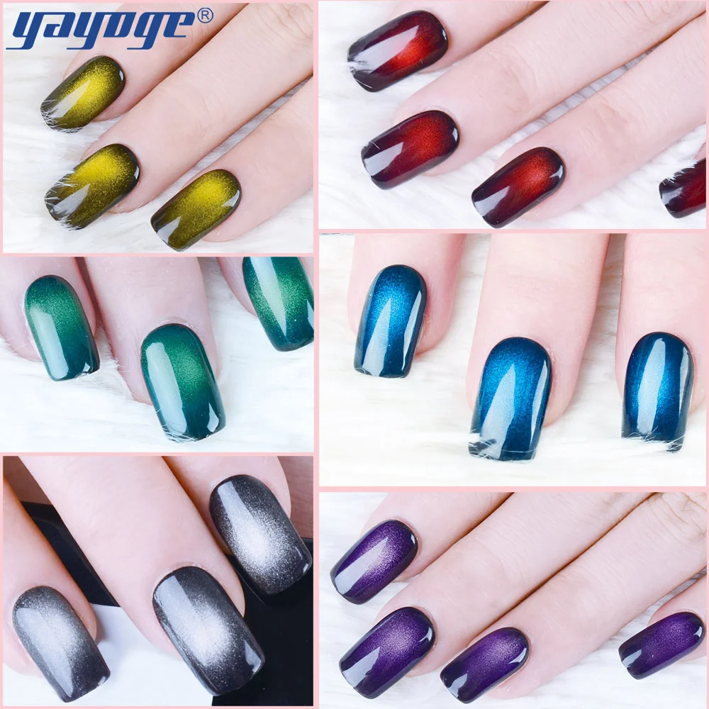 YAYOGE 10ml cat eye Magnetic powder Chameleon uv gel varnish nail polish art magnet fluidity soak off | Красота и здоровье