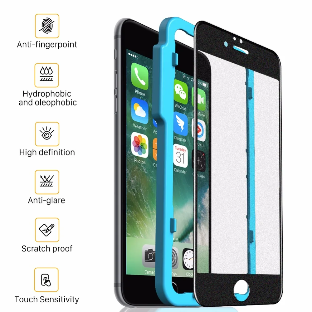 SmartDevil матовое закаленное стекло для iPhone 7 8 Plus полное покрытие Защитная пленка экрана 3D изогнутая 9H жесткая
