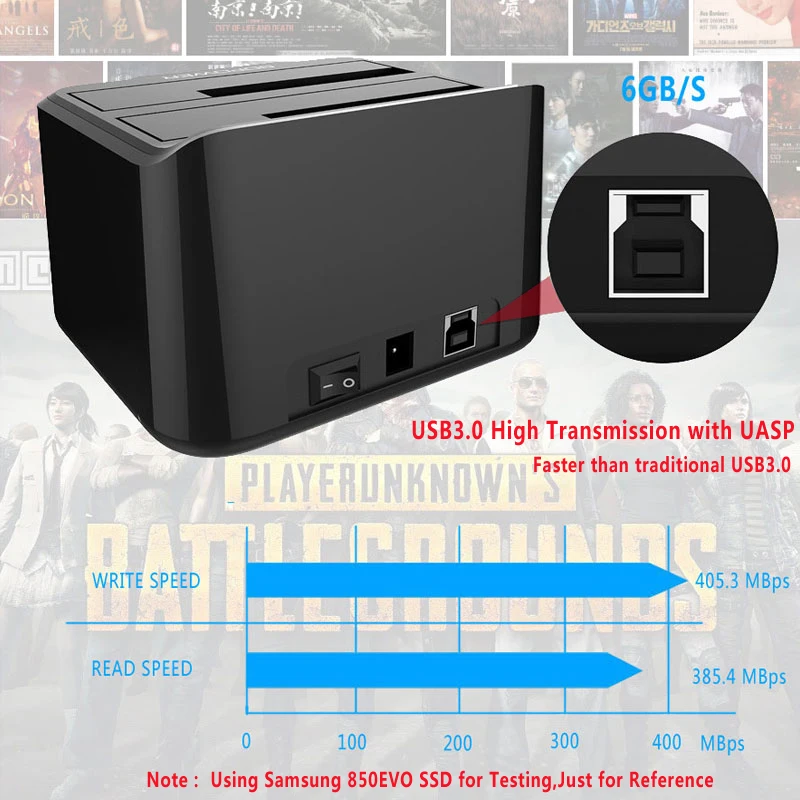 Док станция для жестких дисков с двумя отсеками SSD/HDD док Sata III USB3.0 функция