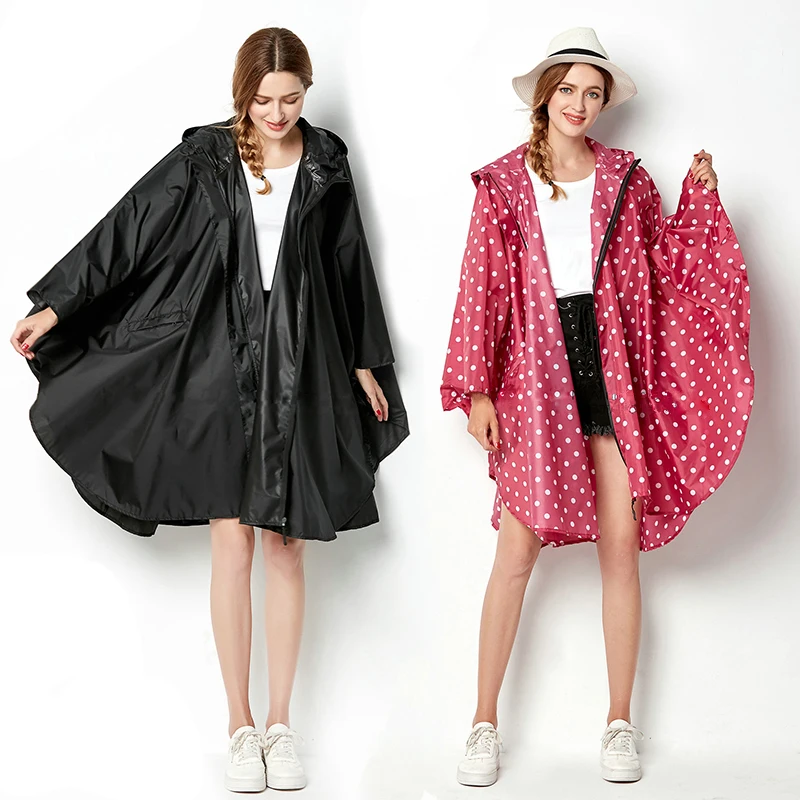 

100% Polyester Portable Travel Camping Accessories Waterproof Women Raincoat Ladies Rain Coat Breathable Long Rainwear Suit