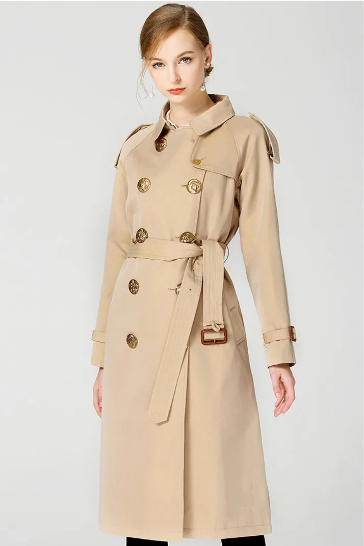 Женский двубортный Тренч в английском стиле наивысшего качества ветровка модное