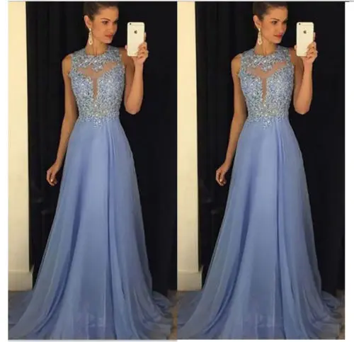 

Women Ladies Formal Long Dresses Fit And Flare Summer Dress Sleeveless Round Neck Dresses Ankle Length Dress
