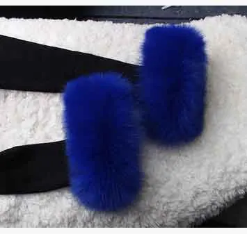 royal blue Ms. MinShu женские манжеты из натурального Лисьего меха, натуральный Лисий рукава с мехом для женщин, пальто с теплым рукавом, меховые манжеты, пушистые меховые манжеты - Цвет: royal blue