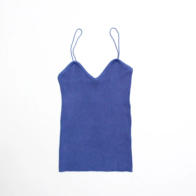 Женские топы Camis High Street Трикотажная майка на бретельках Нижняя отделка топика Blusa