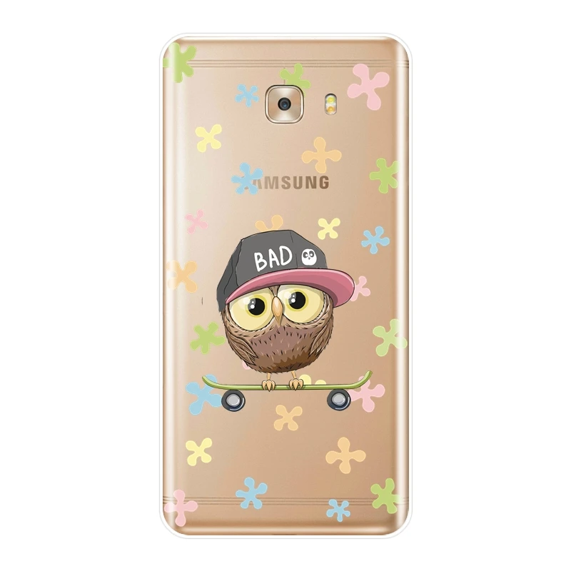 Чехол для Samsung Galaxy C5 C7 C8 мягкий силиконовый чехол-накладка C9 Pro сова луна сердце