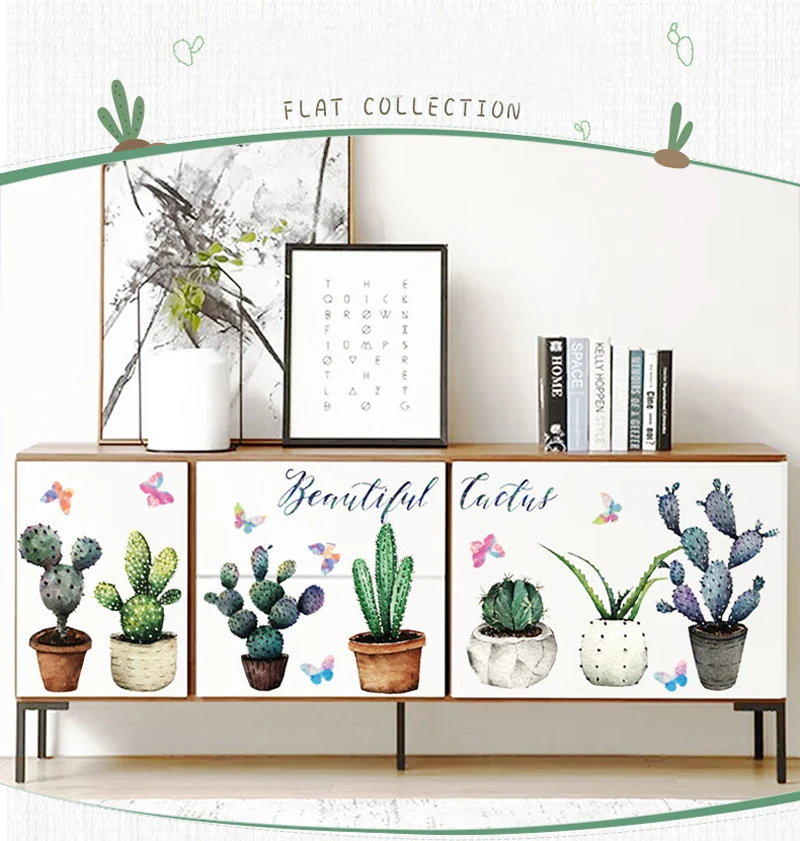 Креативный кактус бонсай в горшках бабочки Цветочные растения настенные