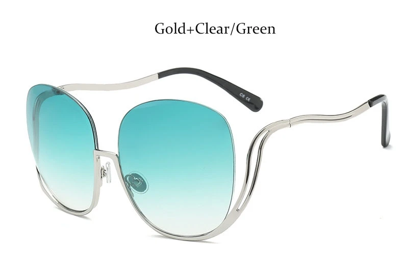 C6 Gold Clear Green Люксовый бренд, полуоправа, круглые солнцезащитные очки для женщин, без оправы градиентный, большие, солнцезащитные очки для женщин, оттенки, прозрачные очки, УФ очки - Цвет линз: C6 Gold Clear Green
