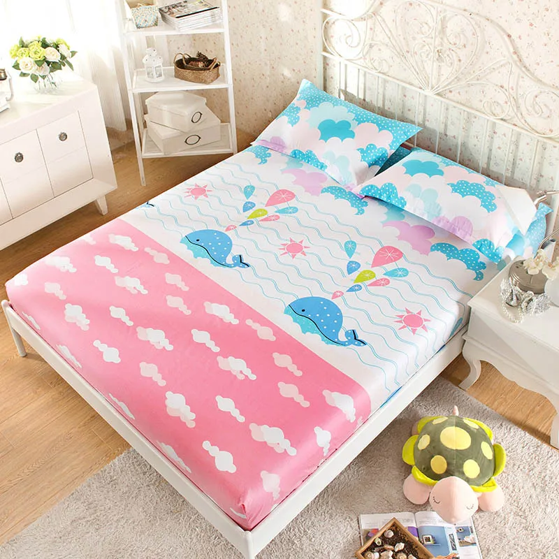 Хлопок современные Queen Size спальня простыня мультфильм животных, красочные полосатый рисунок эластичный приспособленный лист наматрасник - Цвет: 7
