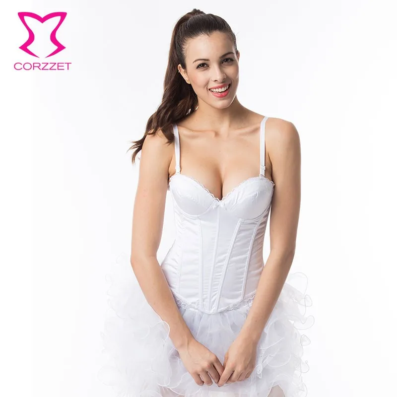Корзет белый хлопок Overbust свадебные корсеты и бюстье талии тренер стальная