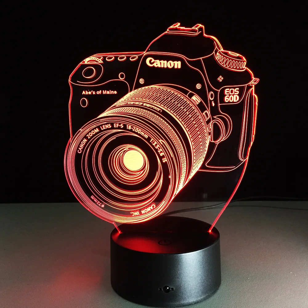 3D светодиодный ночник для камеры Canon акриловый цветной светильник с голограммой