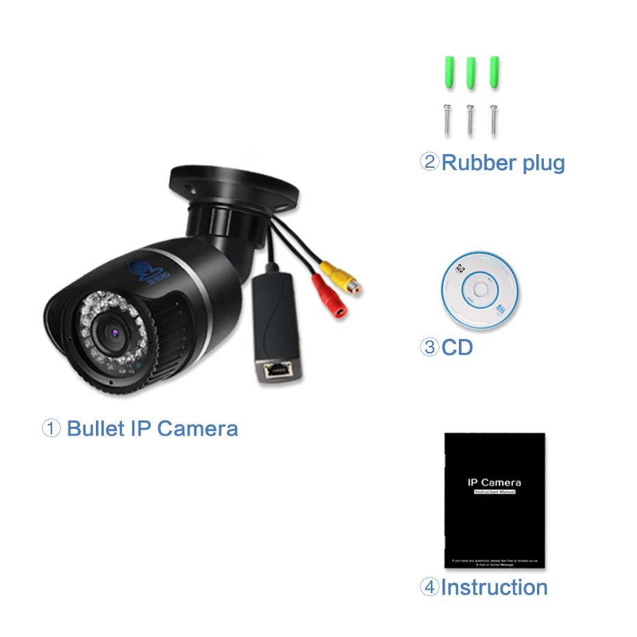 ZSVEDIO Surveillance Cameras POE IR Night Vision IP Camera Outdoor Alarm System CCTV Waterproof NVR Monitor Webcam | Безопасность и