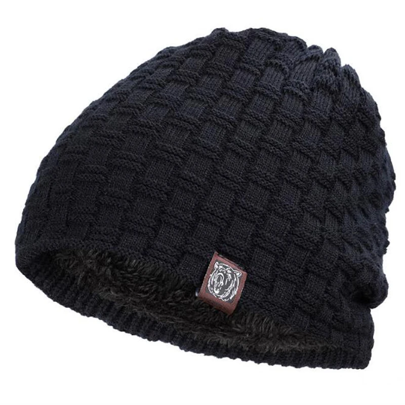Solid Blue Winter Warm Wool Knitted Cap Earmuffs Hat Women and Men warm beanies hats casual adult cover head outdoor | Аксессуары для
