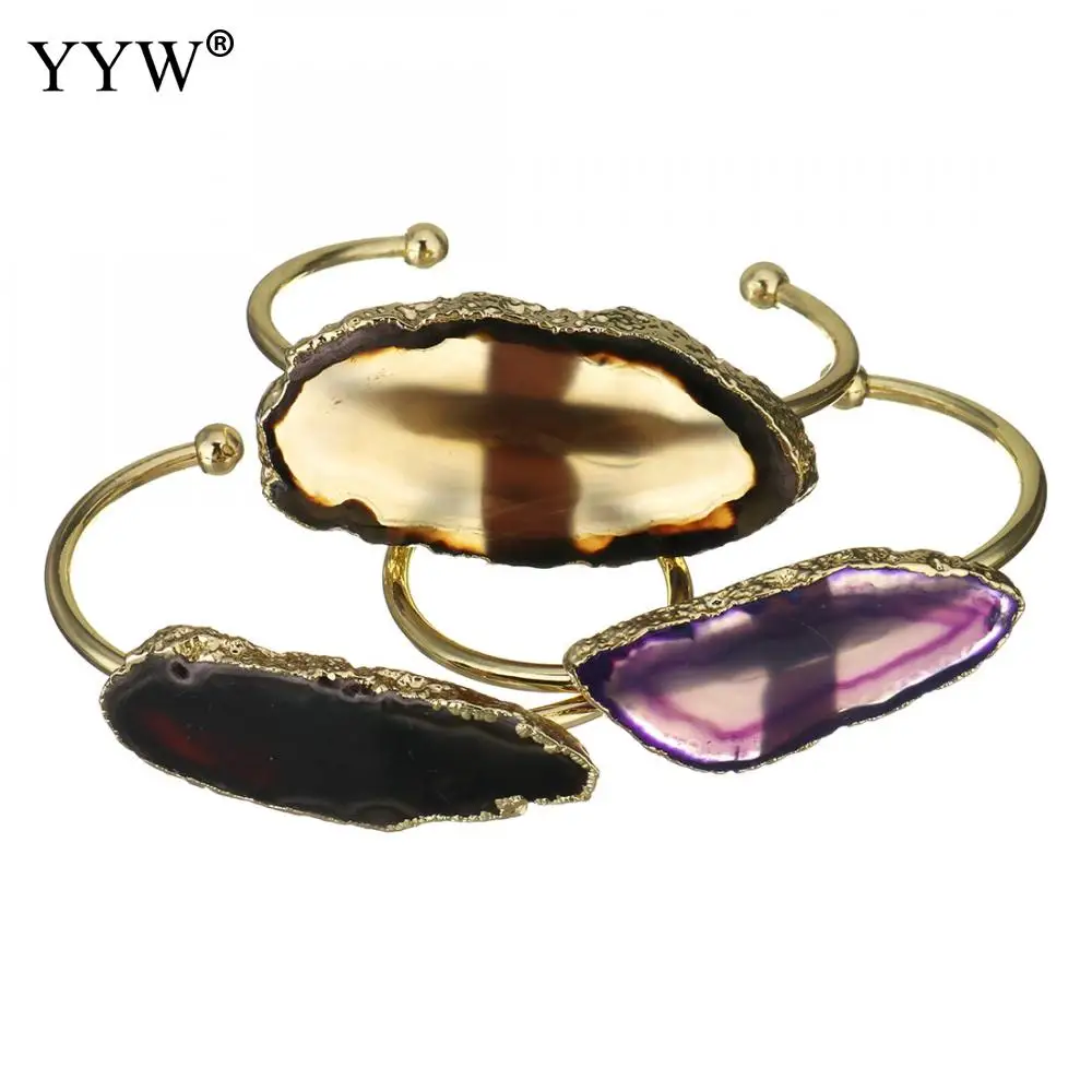 Cuff Bangle Natural Stone Hollow Opening Bracelet Women Multiple Kinds Luxury Retro Female Jewelry Accessories Bileklik | Украшения и