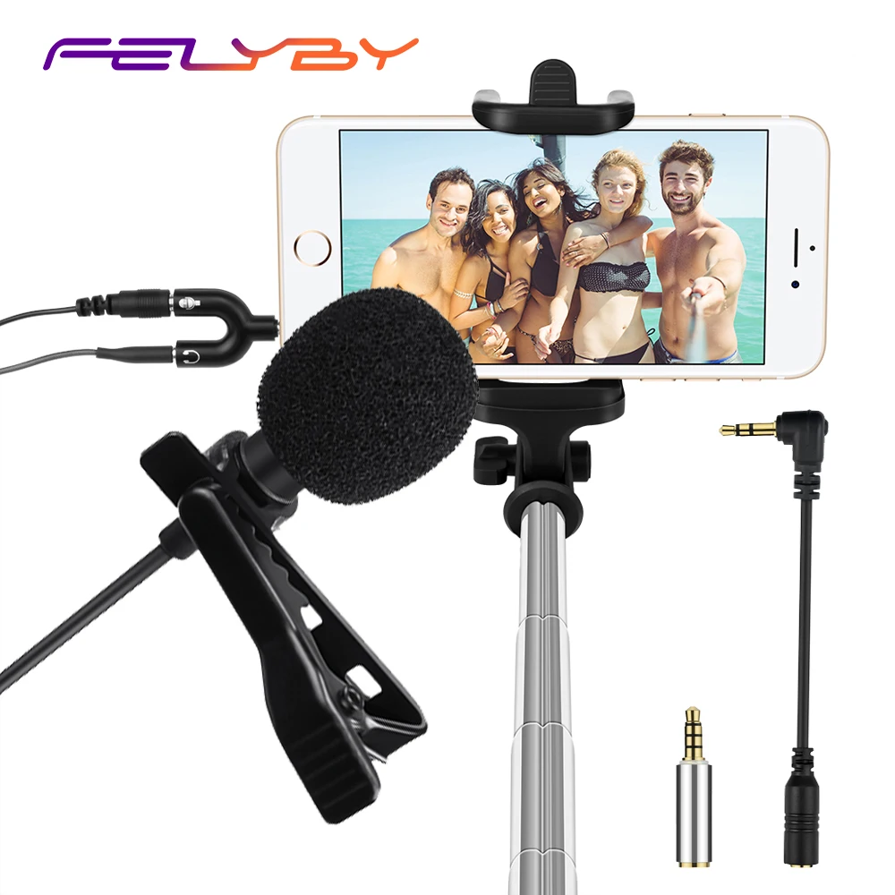 FELYBY Профессиональный петличный микрофон с креплением всенаправленный