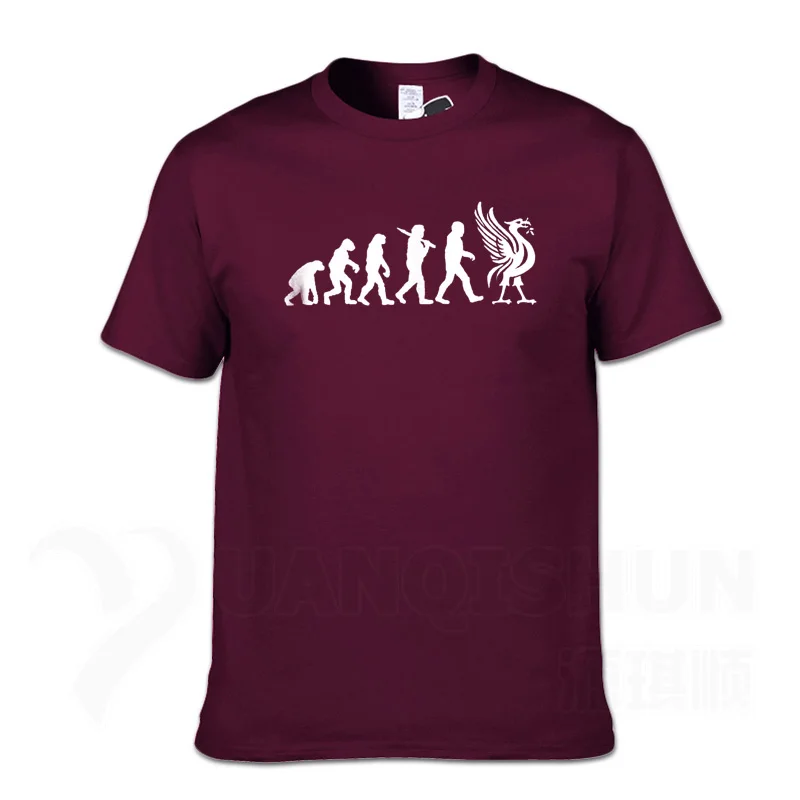 Liverpool Evolution, футболка, печень, птица, забавная футболка, Рождественский подарок на день рождения, 16 цветов, хлопковые футболки, новинка, унисекс, Забавные топы, футболка, 3XL - Цвет: Red wine 1