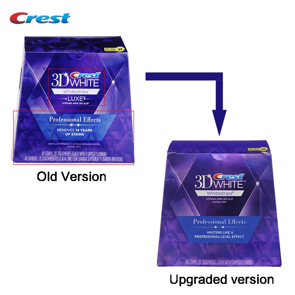 Original1box / 40 полосы 20 Pouches крест 3D белый люкс профессиональные эффекты Crest Whitestrips