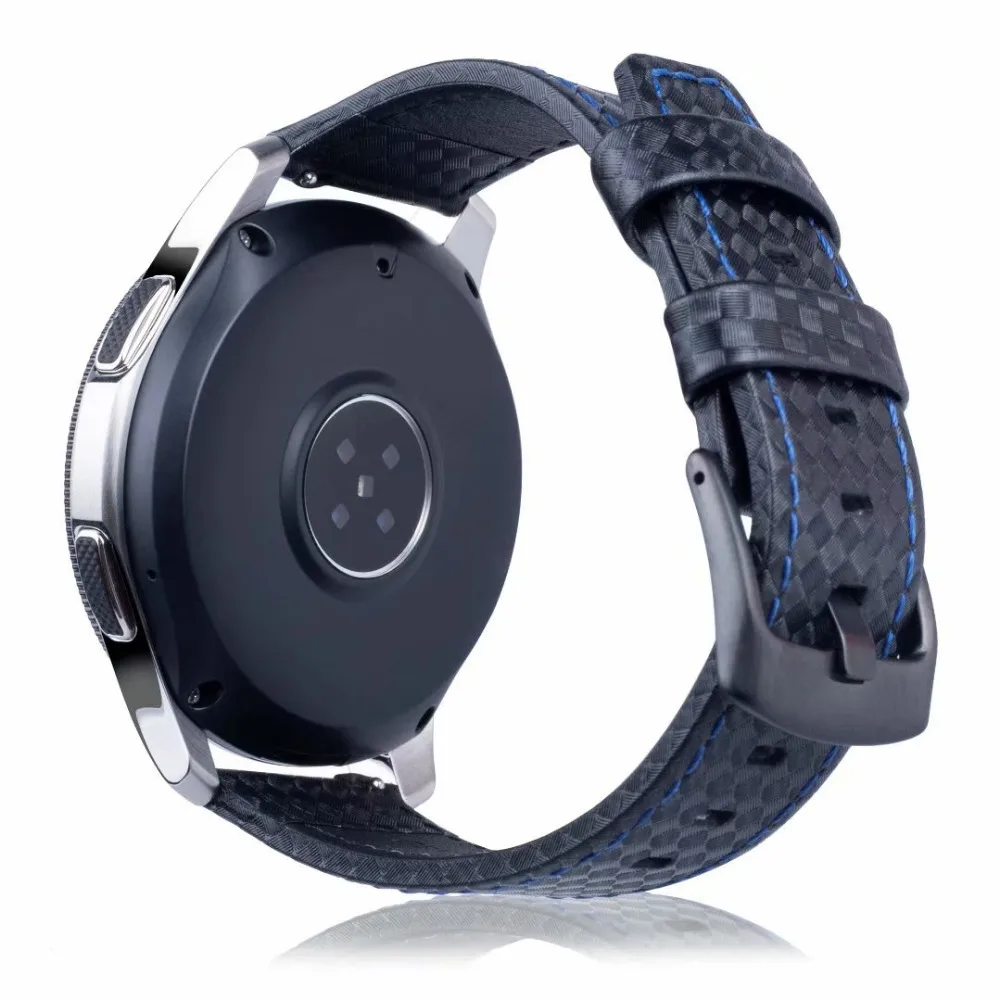 Ремешок из натуральной кожи для Samsung Galaxy Watch 46 мм Gear S3 браслет углеродного волокна