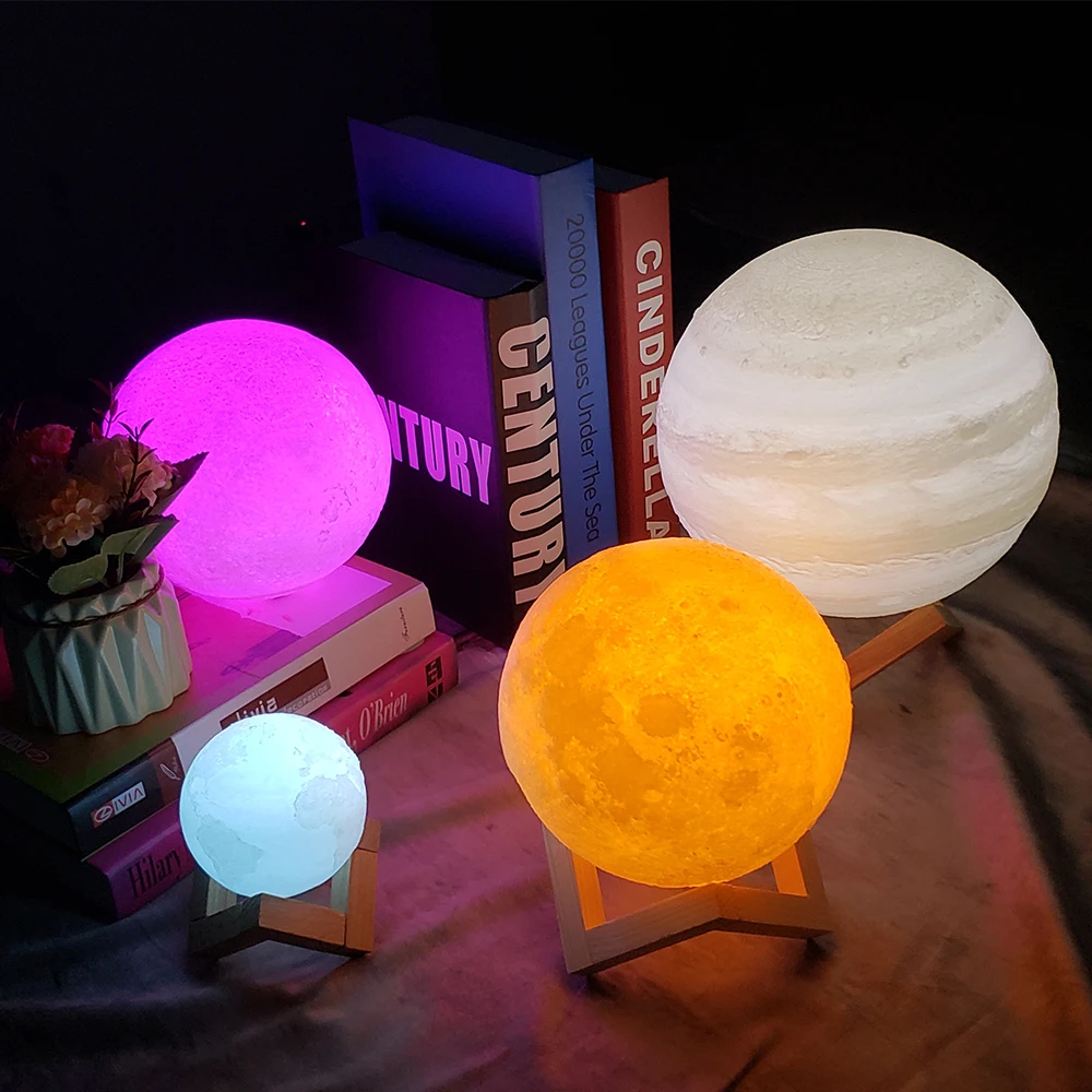 Светодиодный светильник CHIZAO с 3D принтом луна земля Jupiter домашний декор для