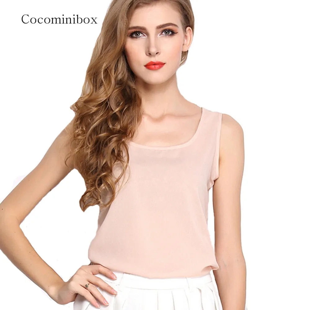 Women Casual Soft Round Neck Chiffon Tank Top Summer Regular Sleeveless Fitness Solid t shirt Plus Size | Женская одежда