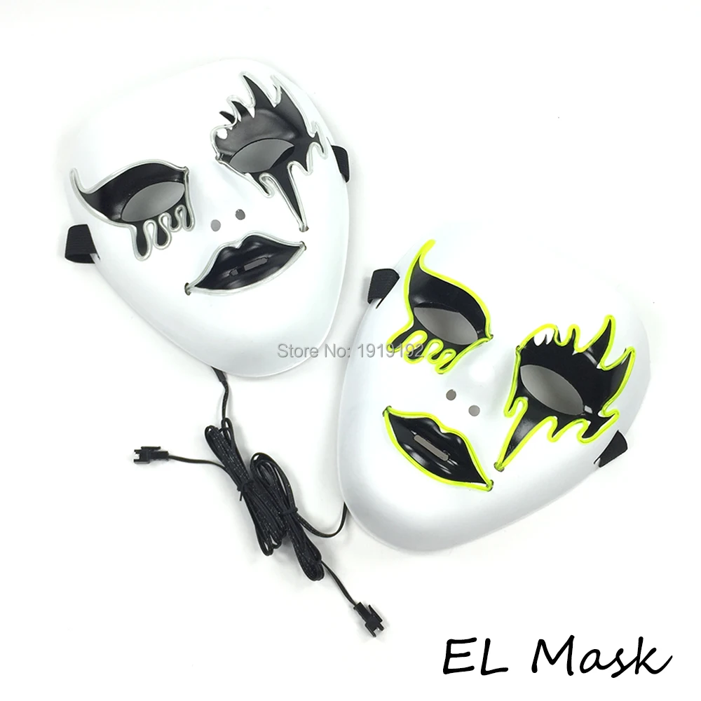 Steady on Glowing EL Mask For Halloween Christmas Horror Masks Carnival Club Bar Dj Unisex Full Face Party Decoration | Дом и сад