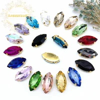 new product horse eye mix color crystal glass sewing rhinestones with gold claw diy wedding dresses