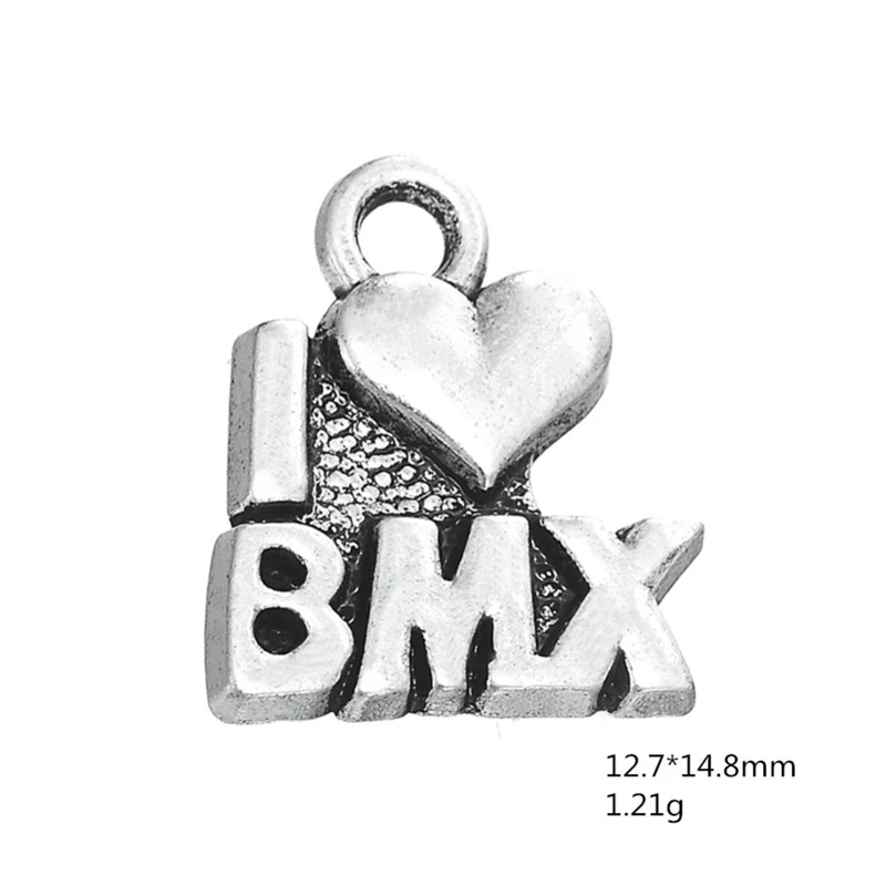 Античные серебряные буквы I LOVE BMX подвеска в форме сердца старинные подвески для