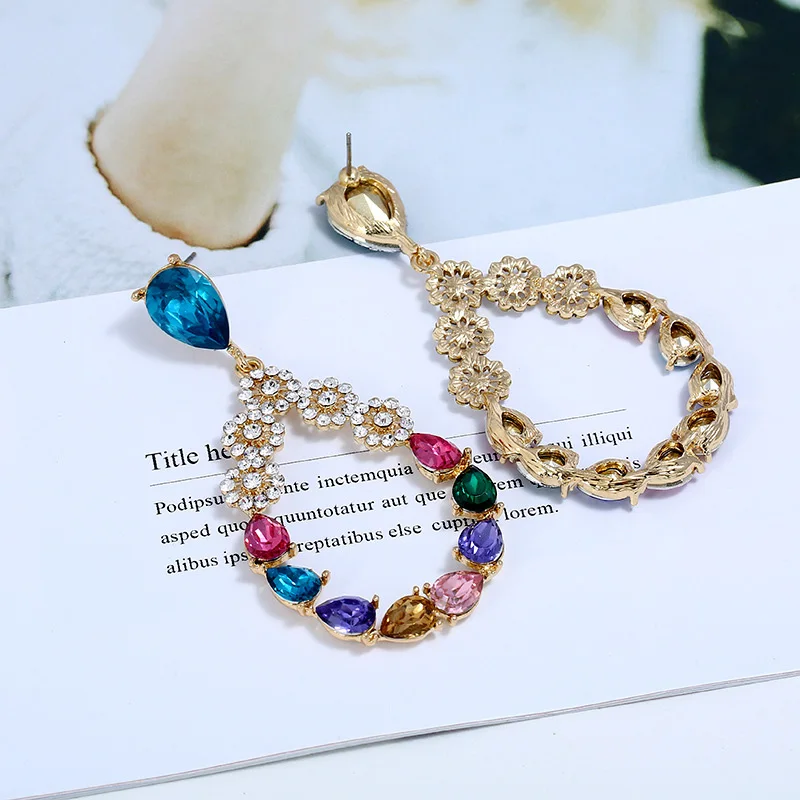 DiLiCa Fashion Dangle Earrings Rhinestones Geometric Charms Drop for Women Crystal Statement Party Jewelry | Украшения и