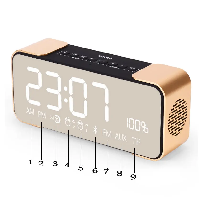Портативный Беспроводной Bluetooth Динамик pth-305 с FM-Радио будильник Поддержка AUX IN