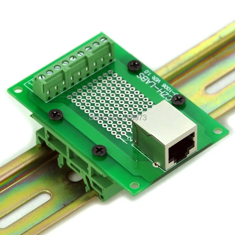 Интерфейсный модуль RJ45 8P8C с простыми монтажными ножками на DIN-рейке