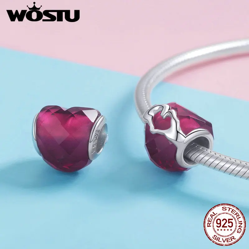 WOSTU новинка 2019 ожерелье из стерлингового серебра 925 пробы с розовыми красными