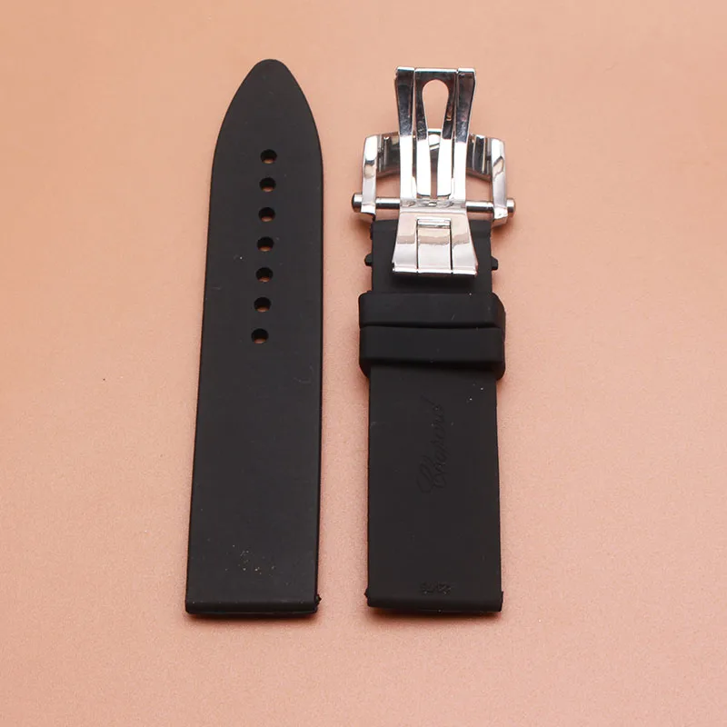 Ремешок резиновый для мужских наручных часов роскошный спортивный черный