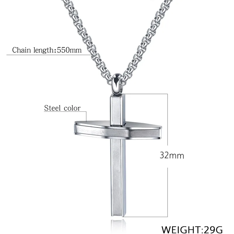 Fate Love Trendy Cross Necklace Men Jewelry Collares Stainless Steel Pendants Necklaces Box Chain Colar 2019 Mens Jewellery Gift | Украшения