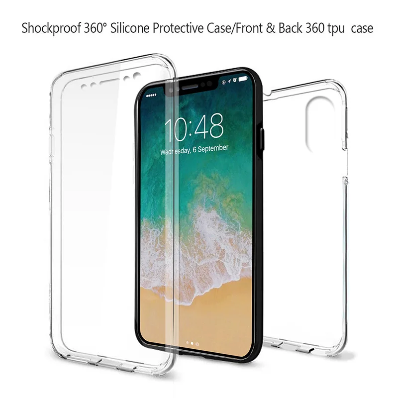 Полностью закрытый Мягкий силиконовый прозрачный чехол из ТПУ для iPhone X XS