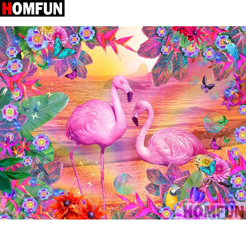 Алмазная 5d картина HOMFUN сделай сам вышивка крестиком в виде животного фламинго