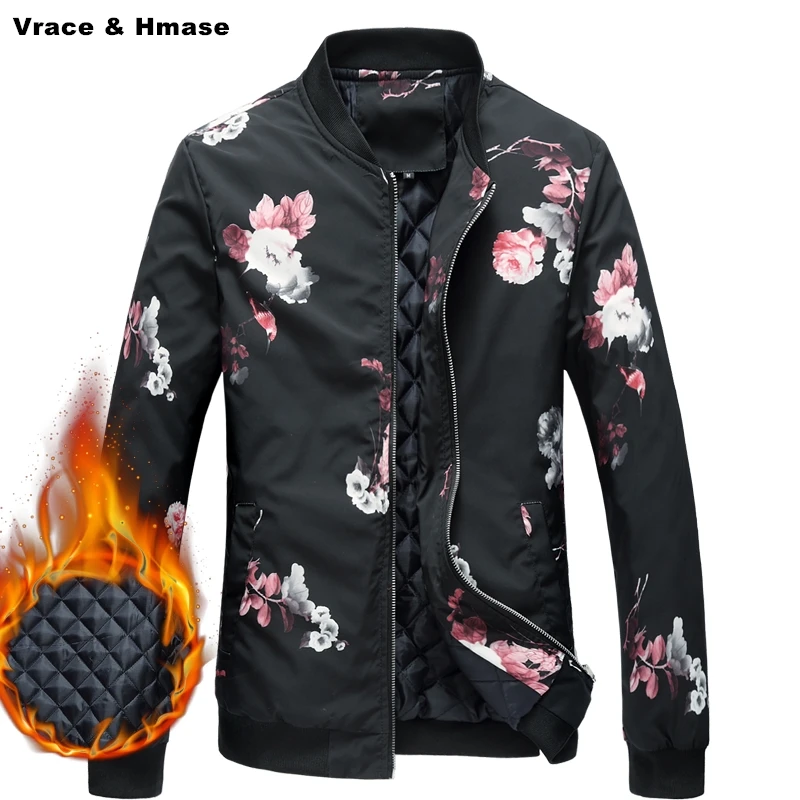 

New arrival 2017 quality thick warm cotton liner winter jacket men Chinese style exquisite floral pattern fashion casual jacket